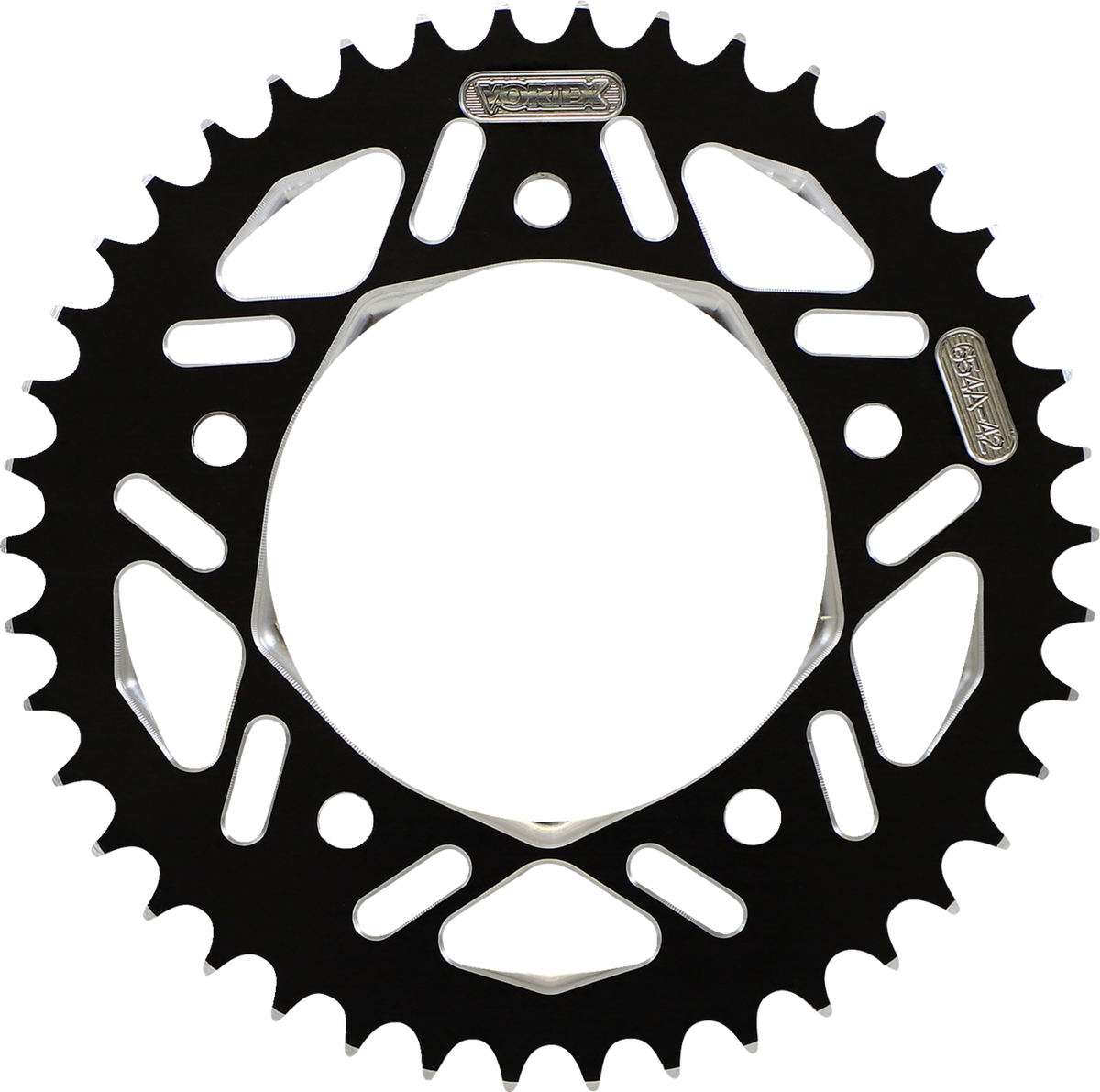 VORTEX 654AZK-42 Aluminum Sprocket - Black - Rear - 42 Tooth | Street