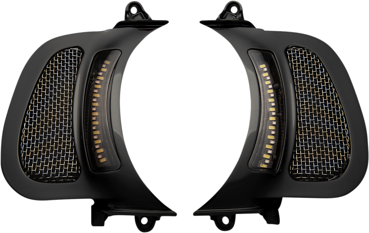 Custom Dynamics LED Vent Insert - Amber/White - Black w/ Stainless Mesh CD-RG-V-AW2-B - Cycle City Outdoors