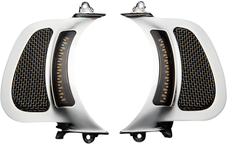 Custom Dynamics LED Vent Insert - Amber/White - Chrome w/ Stainless Mesh CD-RG-V-AW2-C - Cycle City Outdoors