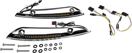 Custom Dynamics Windshield Trim - Sequential Turn Signal - Chrome CD-RG-SWT-AW2-C - Cycle City Outdoors
