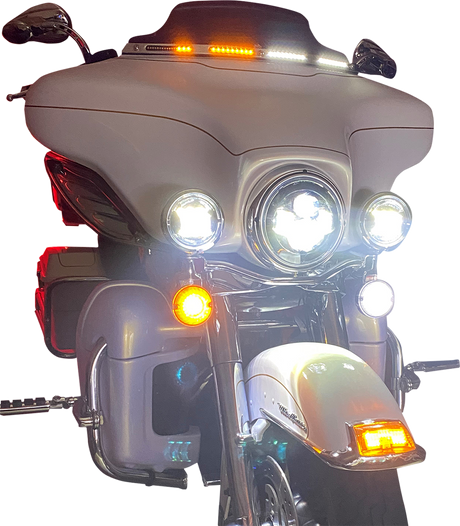 Custom Dynamics Windshield Trim - Sequential Turn Signals - Chrome CD-WT2-SEQ-05-C - Cycle City Outdoors