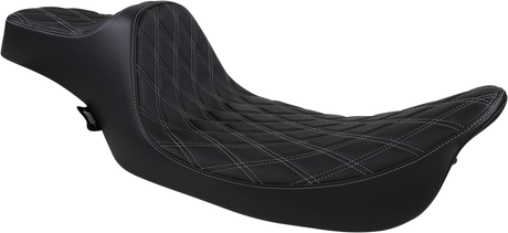DRAG SPECIALTIES Extended Reach Predator III Seat - Double Diamond - Black w/ Silver Stitching - FL '99-'07 08011370 - Cycle City Outdoors