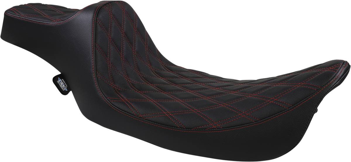 DRAG SPECIALTIES Extended Reach Predator III Seat - Double Diamond - Black w/ Red Stitching - FL '99-'07 08011371 - Cycle City Outdoors