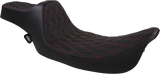 DRAG SPECIALTIES Extended Reach Predator III Seat - Double Diamond - Black w/ Red Stitching - FL '99-'07 08011371 - Cycle City Outdoors