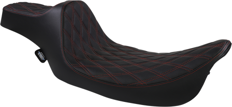 DRAG SPECIALTIES Extended Reach Predator III Seat - Double Diamond - Black w/ Red Stitching - FL '99-'07 08011371 - Cycle City Outdoors