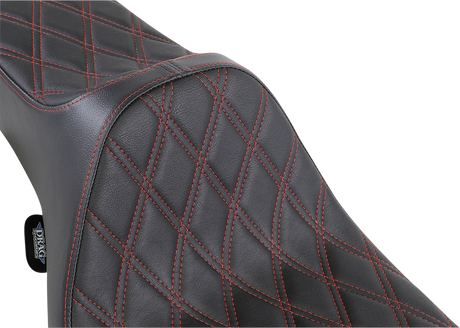 DRAG SPECIALTIES Extended Reach Predator III Seat - Double Diamond - Black w/ Red Stitching - FL '99-'07 08011371 - Cycle City Outdoors