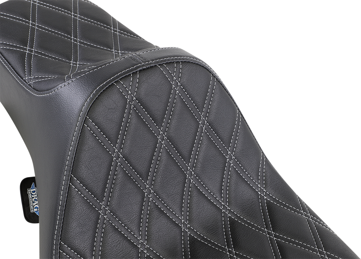DRAG SPECIALTIES Extended Reach Predator III Seat - Double Diamond - Black w/ Silver Stitching - FL '99-'07 08011370 - Cycle City Outdoors