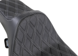 DRAG SPECIALTIES Extended Reach Predator III Seat - Double Diamond - Black w/ Silver Stitching - FL '99-'07 08011370 - Cycle City Outdoors