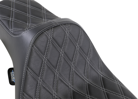 DRAG SPECIALTIES Extended Reach Predator III Seat - Double Diamond - Black w/ Silver Stitching - FL '99-'07 08011370 - Cycle City Outdoors