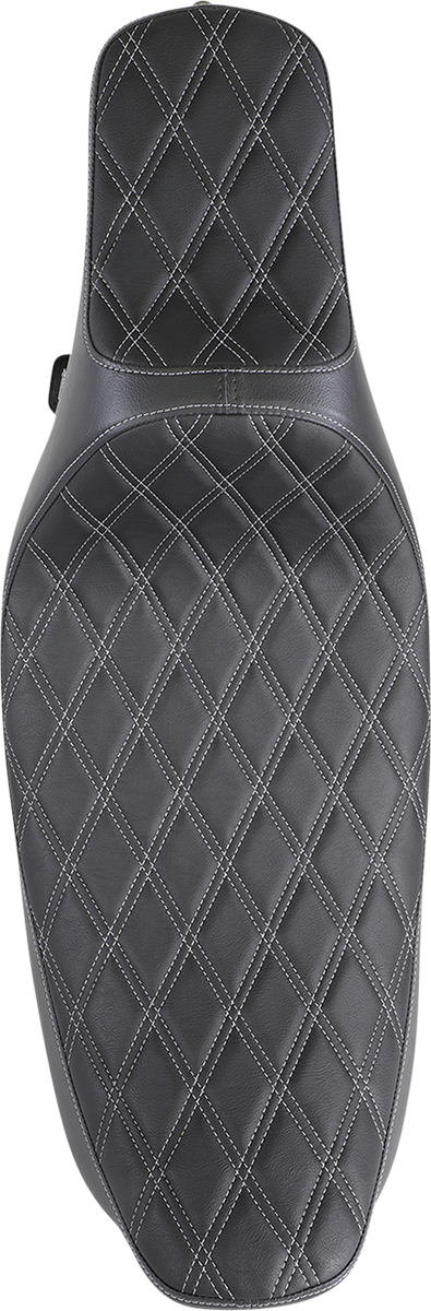 DRAG SPECIALTIES Extended Reach Predator III Seat - Double Diamond - Black w/ Silver Stitching - FL '99-'07 08011370 - Cycle City Outdoors