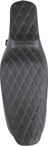 DRAG SPECIALTIES Extended Reach Predator III Seat - Double Diamond - Black w/ Silver Stitching - FL '99-'07 08011370 - Cycle City Outdoors