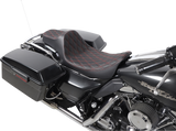 DRAG SPECIALTIES Extended Reach Predator III Seat - Double Diamond - Black w/ Red Stitching - FL '99-'07 08011371 - Cycle City Outdoors