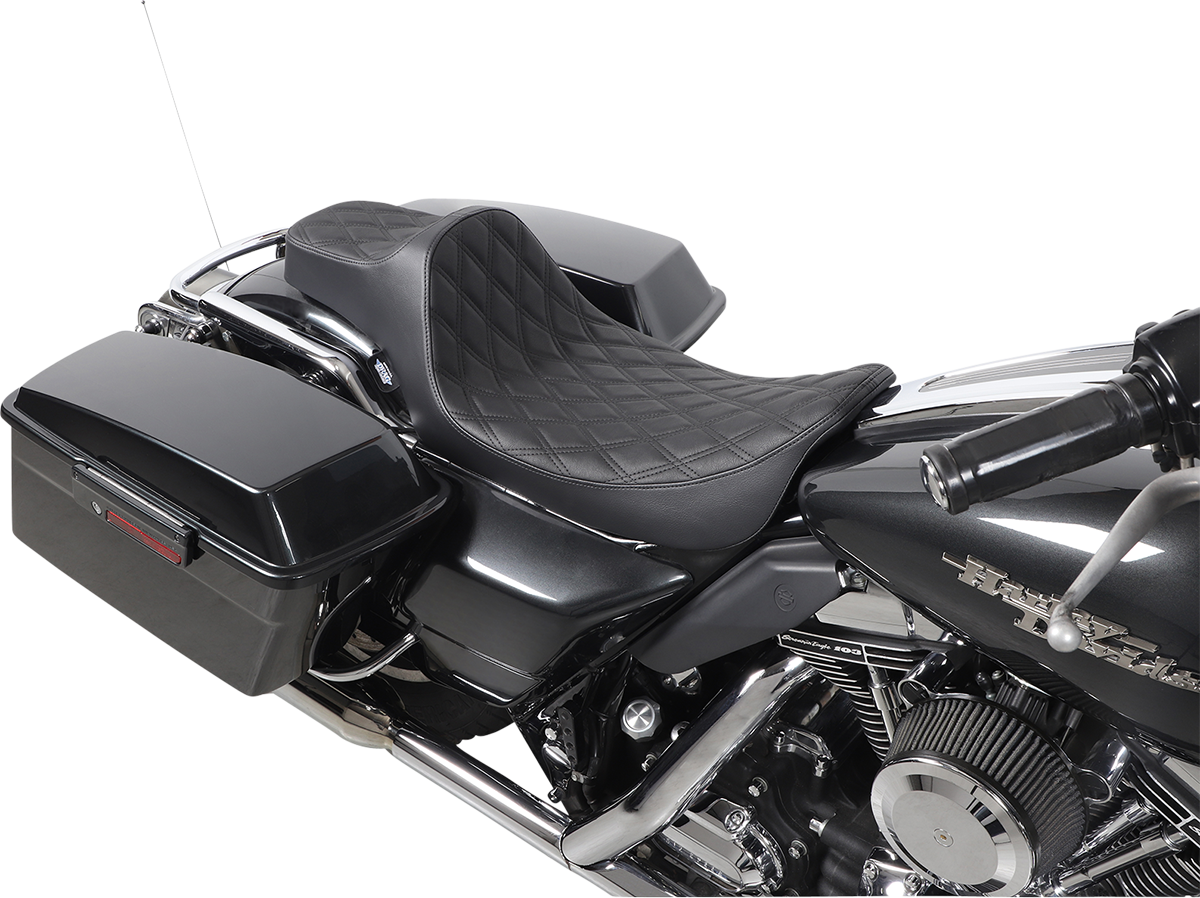 DRAG SPECIALTIES Extended Reach Predator III Seat - Double Diamond - Black Stitching - FL '99-'07 08011369 - Cycle City Outdoors
