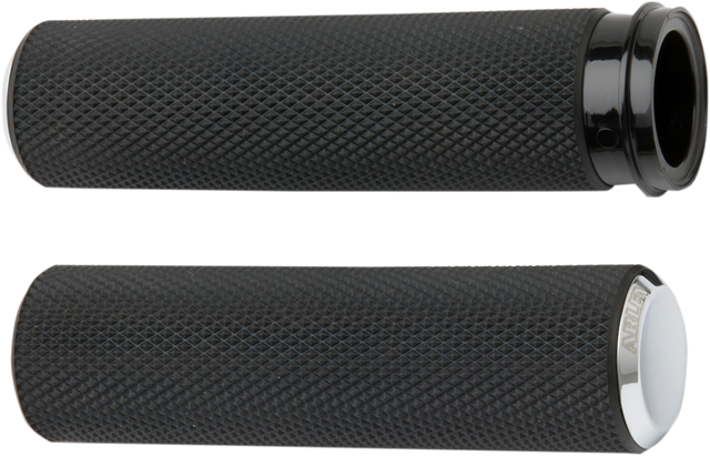 ARLEN NESS Knurled Grips - TBW - Chrome 07-326