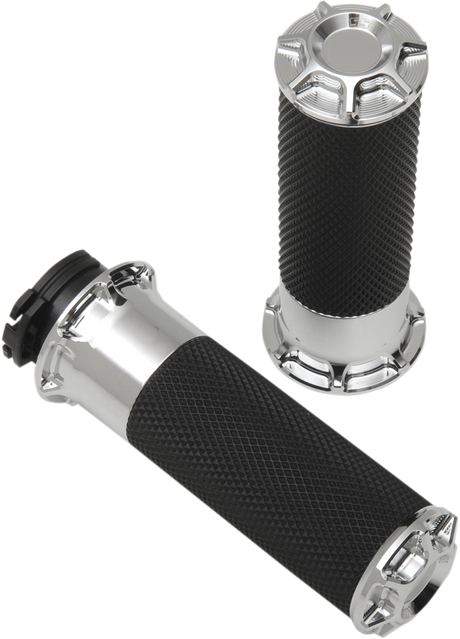 ARLEN NESS Beveled Grips - Cable - Chrome 07-330