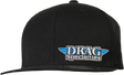 THROTTLE THREADS Drag Specialties Flat Bill Hat - Black DRG23H12BKOR - Cycle City Outdoors