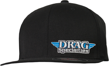 THROTTLE THREADS Drag Specialties Flat Bill Hat - Black DRG23H12BKOR - Cycle City Outdoors