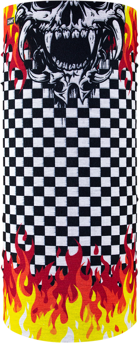 ZAN HEADGEAR Motley Tube? Polyester Neck Tube - Checkered Flames T450