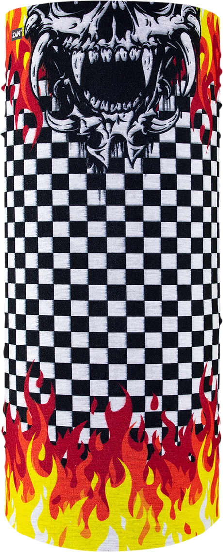 ZAN HEADGEAR Motley Tube? Polyester Neck Tube - Checkered Flames T450