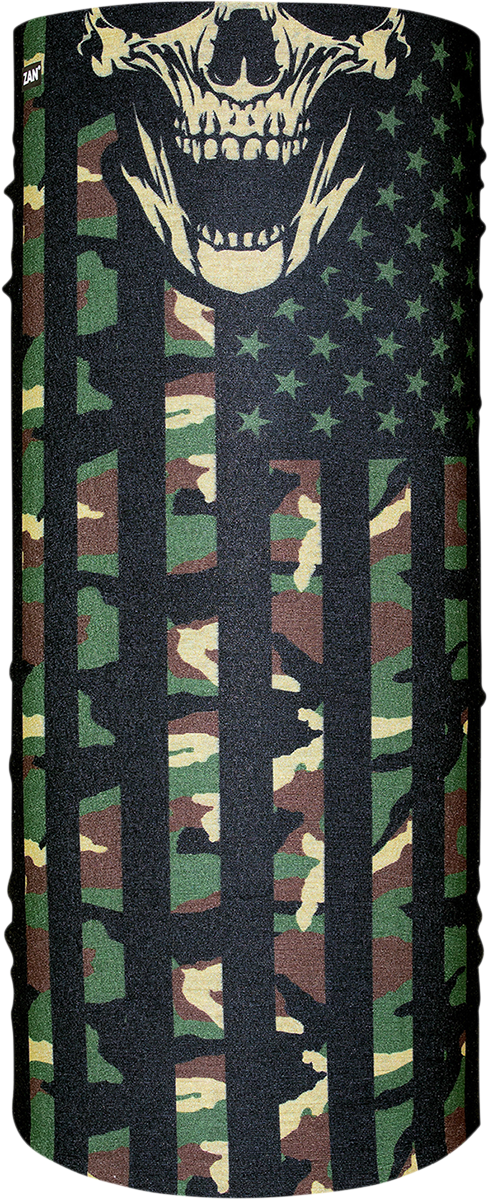 ZAN HEADGEAR Motley Tube? Polyester Neck Tube - Woodland Camo Flag T460