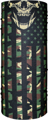 ZAN HEADGEAR Motley Tube? Polyester Neck Tube - Woodland Camo Flag T460