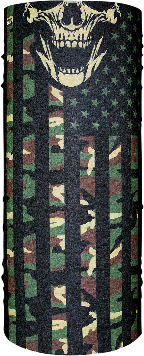 ZAN HEADGEAR Motley Tube? Polyester Neck Tube - Woodland Camo Flag T460