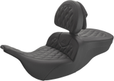SADDLEMEN Roadsofa™ Lattice Stitched Seat - w/ Driver Backrest - Black 897-07-182BR
