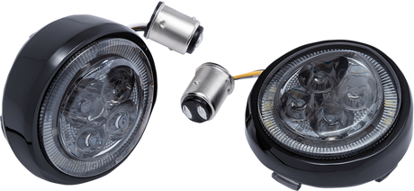 CIRO Turn Signal Insert - Amber/White LED - Smoke Lens - Black 45620