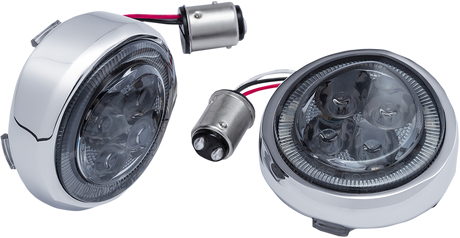 CIRO Turn Signal Insert - Red LED - Smoke Lens - Chrome 45601