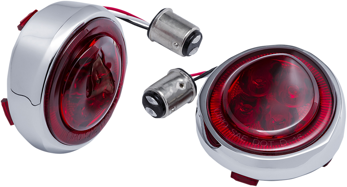 CIRO Turn Signal Insert - Red LED - Red Lens - Chrome 45700