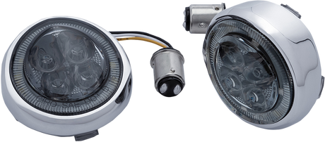 CIRO Turn Signal Insert - Amber/White LED - Smoke Lens - Chrome 45600