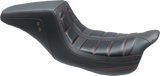 MUSTANG Squareback One-Piece Seat - Tuck and Roll - Black w/ American Beauty Red Stitching 75239AB
