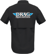 THROTTLE THREADS Drag Specialties Vented Shop Shirt - Black - Medium DRG31ST26BKMD - Cycle City Outdoors