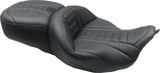 MUSTANG One-Piece Deluxe Touring Seat - Black w/ American Beauty Red Stitching 79006AB
