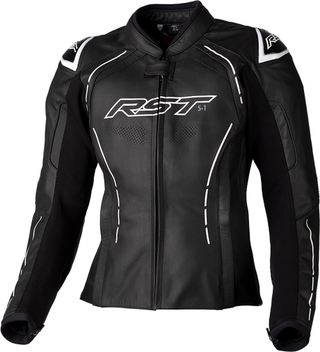 Ladies S1 Ce Jacket Black/White Leather Lg