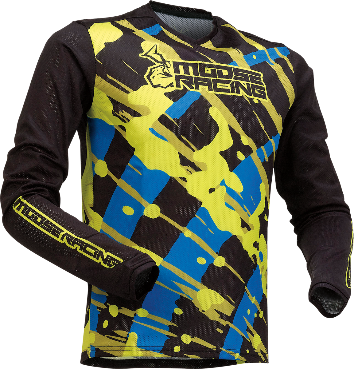 MOOSE RACING Youth Agroid Mesh Jersey - Black/Blue/Hi-Vis - Medium 2912-2166 - Cycle City Outdoors