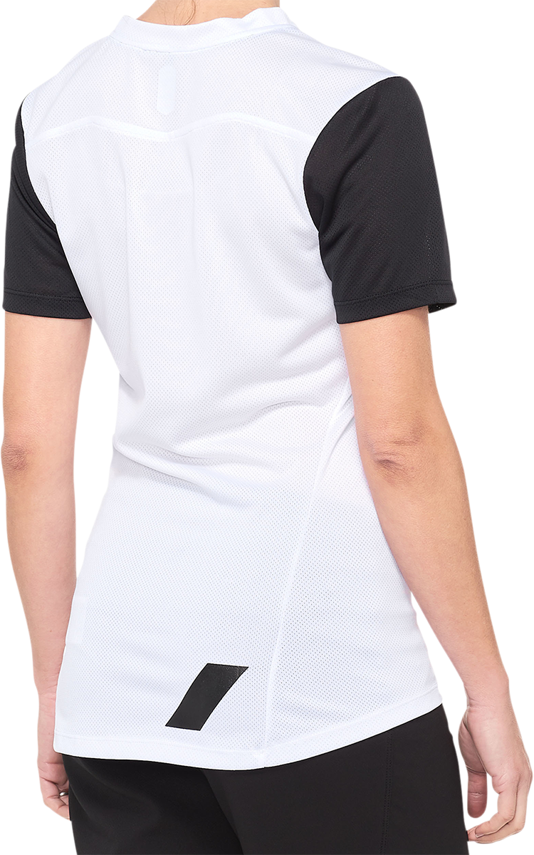100% Women's Ridecamp Short-Sleeve Jersey - White/Black - Large 40035-00008