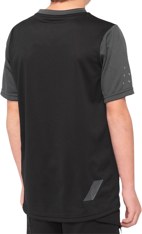 100% Youth Ridecamp Short-Sleeve Jersey - Black/Charcoal - Large 40031-00002