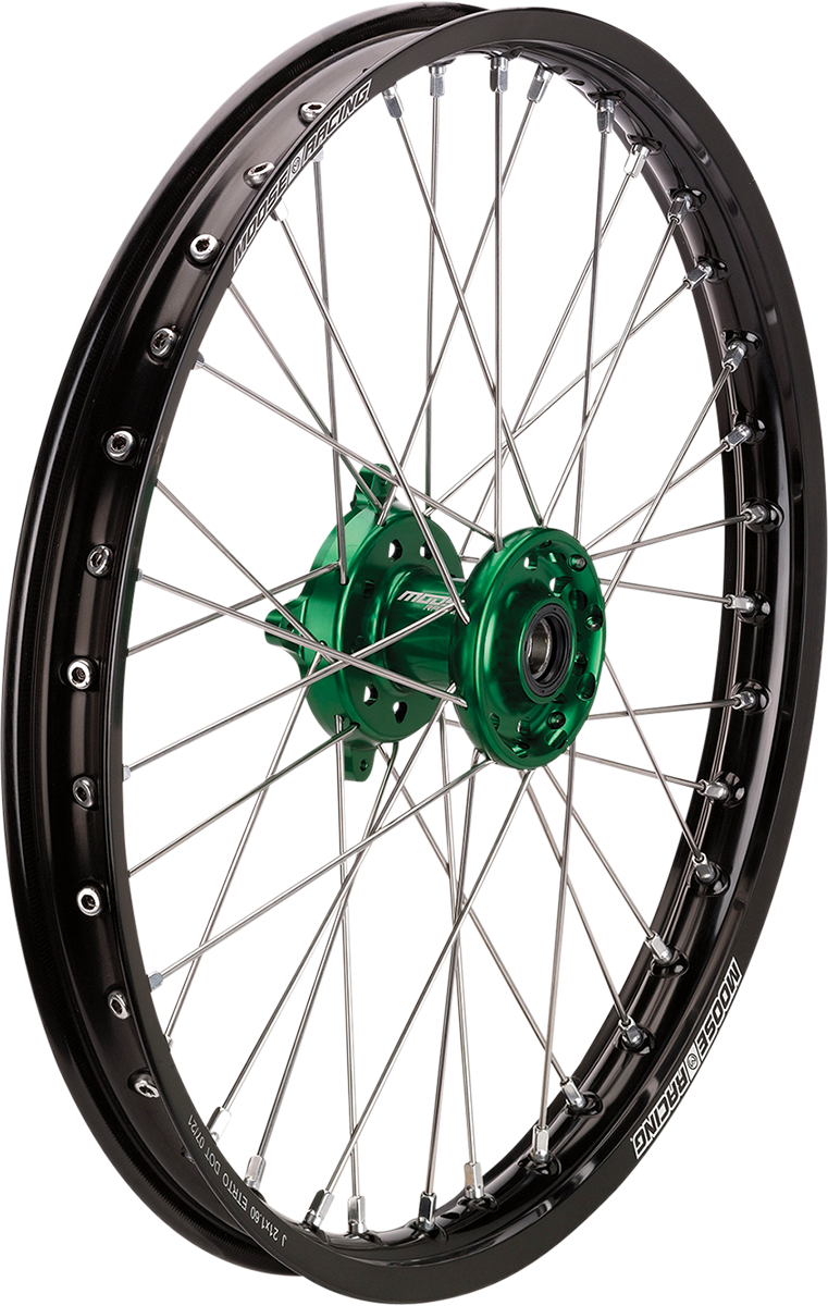 MOOSE RACING Wheel Assembly - SX-1 - Complete - Front - Black Wheel/Green Hub - 21x1.6 - Kawasaki KFN-16021-BKGN - Cycle City Outdoors