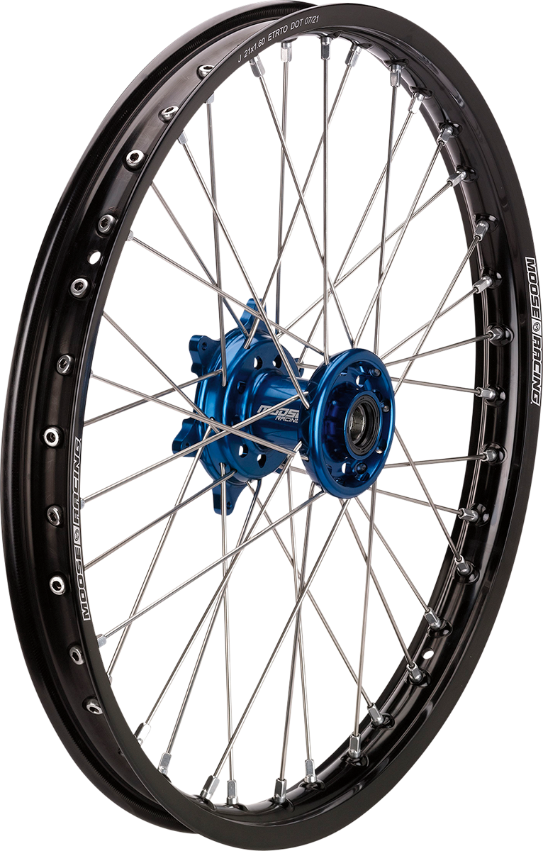 MOOSE RACING Wheel Assembly - SX-1 - Complete - Front - Black Wheel/Blue Hub - 21x1.6 - Yamaha YFN-16021-BKBU - Cycle City Outdoors