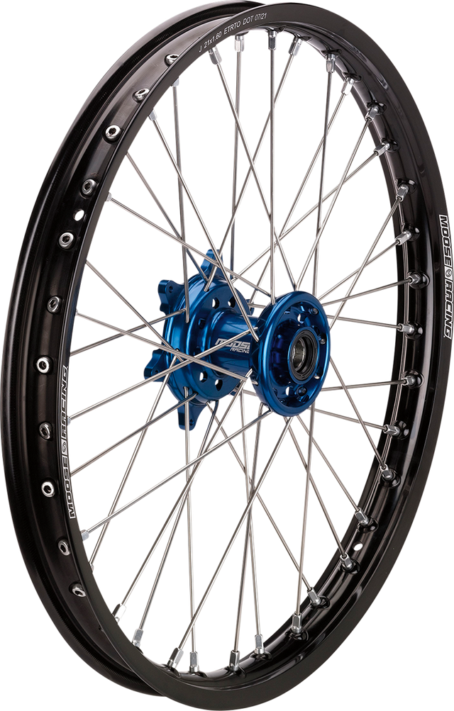 MOOSE RACING Wheel Assembly - SX-1 - Complete - Front - Black Wheel/Blue Hub - 21x1.6 - Yamaha YFN-16021-BKBU - Cycle City Outdoors
