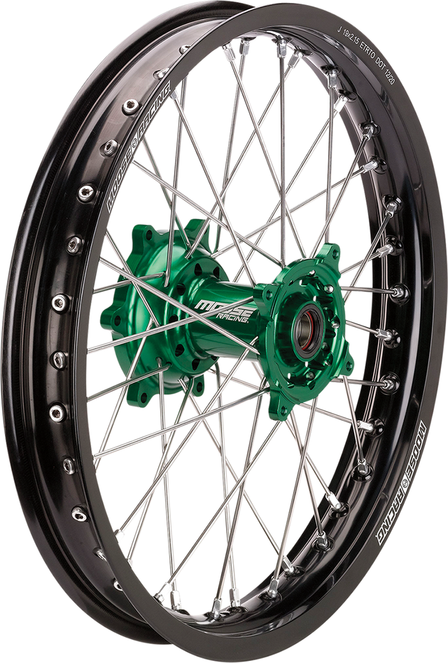 MOOSE RACING Wheel Assembly - SX-1 - Complete - Rear - Black Wheel/Green Hub - 19x2.15 - Kawasaki KR-21519-BKGN - Cycle City Outdoors