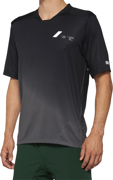 100% Celium Short-Sleeve Jersey - Black/Charcoal - Medium 40011-00001