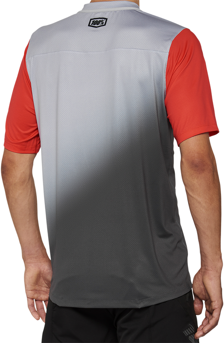 100% Celium Short-Sleeve Jersey - Gray/Racer Red - Small 40011-00010