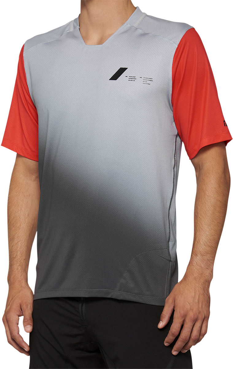 100% Celium Short-Sleeve Jersey - Gray/Racer Red - Large 40011-00012