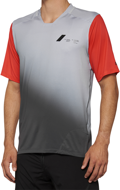 100% Celium Short-Sleeve Jersey - Gray/Racer Red - Medium 40011-00011