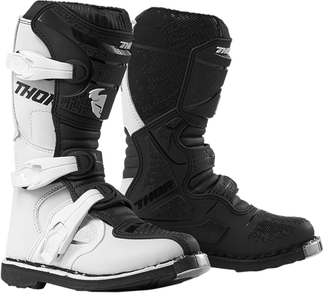 Thor Youth Blitz XP Boots - White/Black - Size 5 3411-0535 - Cycle City Outdoors