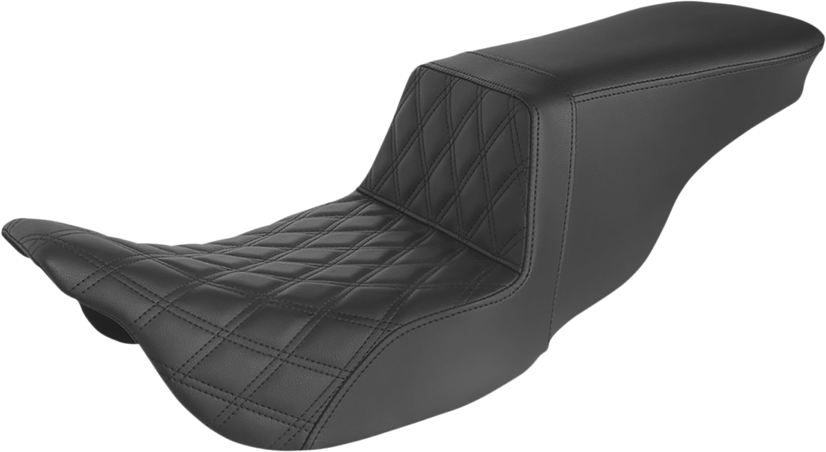 SADDLEMEN Tour Step-Up Seat - Front Lattice Stitch - Black - FL '08-'22 808-07B-192