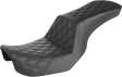 SADDLEMEN Step-Up Seat - Full Lattice Stitch - Black - Dyna 806-04-195