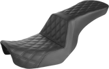 SADDLEMEN Step-Up Seat - Full Lattice Stitch - Black - Dyna 806-04-195